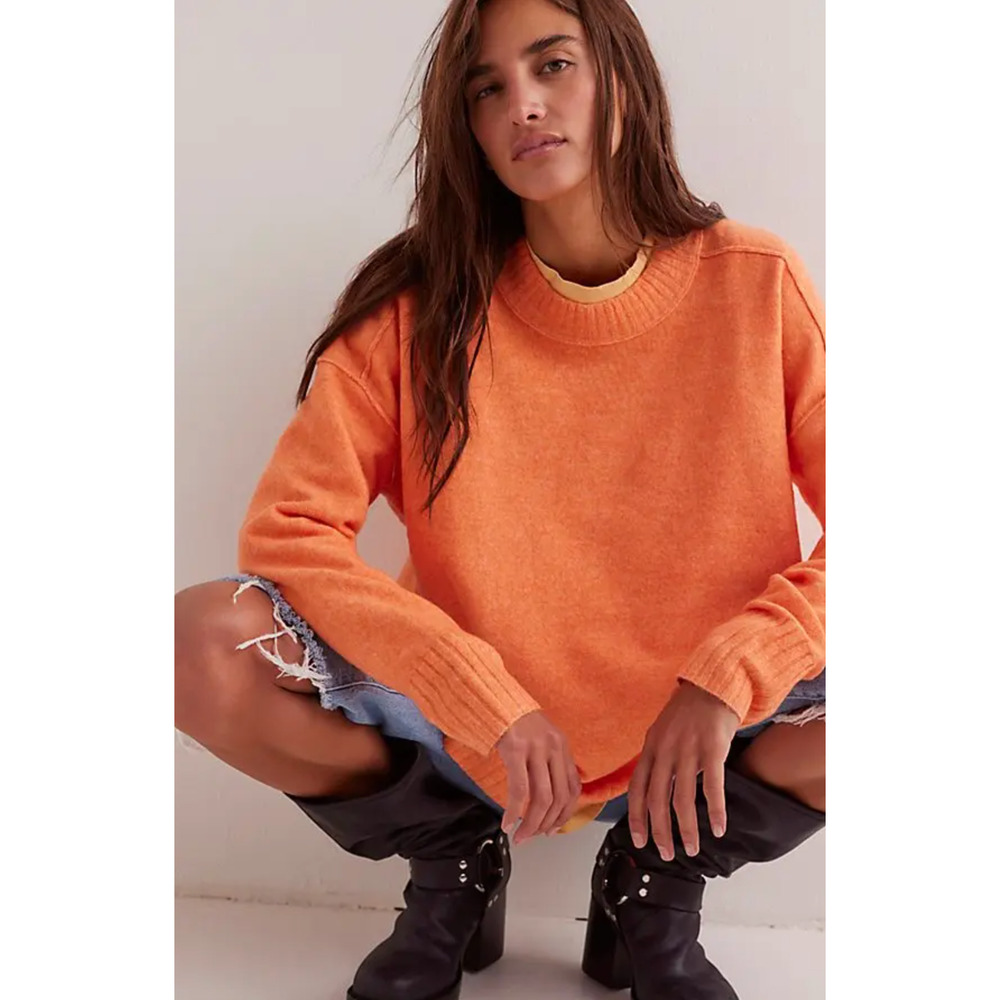 NEW FREE PEOPLE SHELL CORAL PHOEBE PULLOVER SWEATER SZ S